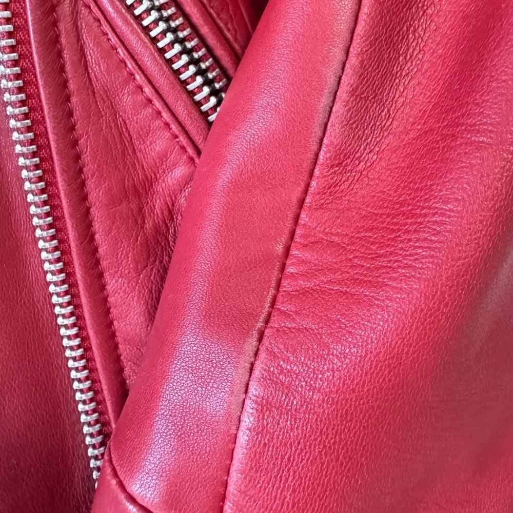 Walter Baker Liz Cropped Moto Jacket in Ruby Red Sz S Orig. $698 - Picture 7 of 17